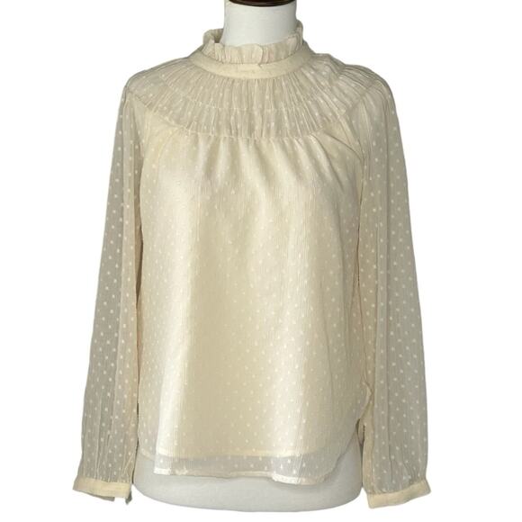 LOFT cream long sleeve blouse size XXSP NWT - Picture 1 of 11